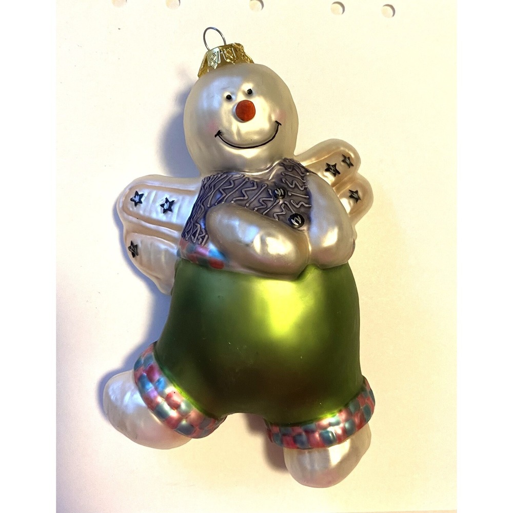 7" Angel Snowman Christmas‎ Glass Ornament